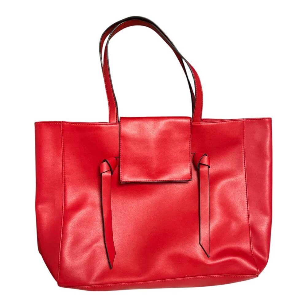 Elizabeth Arden Red Faux Leather Tote Bag – 19x12x4 – Double Handles – 8” Drop –